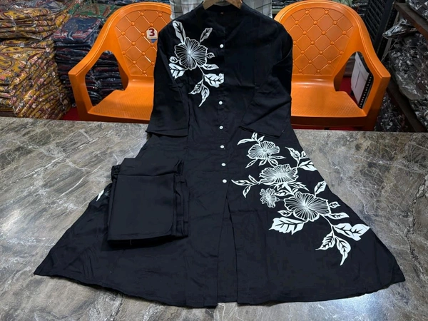 JKW 5658 
*New arrival pure Premium Rayon Cotton Kurti With Pant - Black, 2XL-44