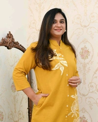 JKW 5658 
*New arrival pure Premium Rayon Cotton Kurti With Pant - Yellow, L-40