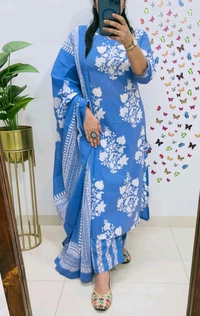 LCJ 5659 New Heavy Cotton Kurta Pant Dupatta  Sequence Work 
 - sky  Blue, XL-42