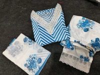 LCW 5662 Cotton febric Lahriya Design  Heavy less and Embroidery work on kurti Pant Dupatta  - Blue, XL-42