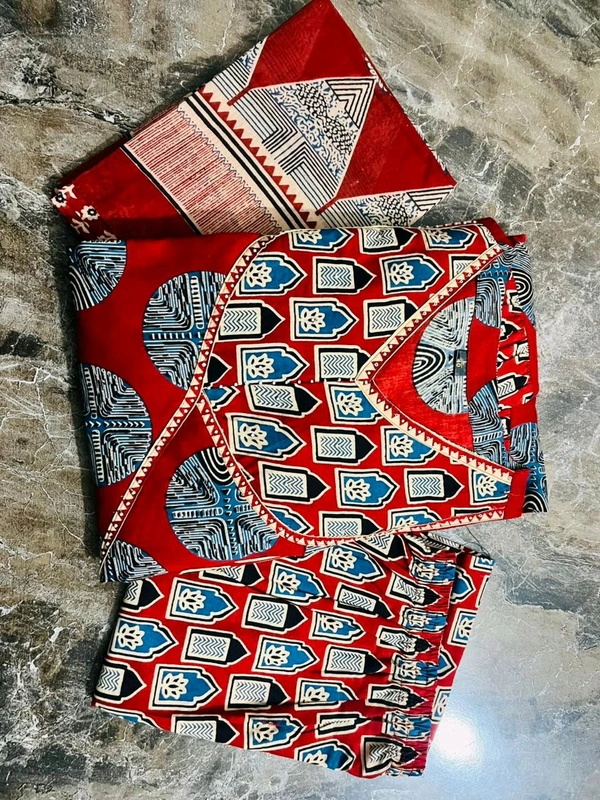 LCW 5681 *New lounch Cotton Print Flair Anarkali Suit  With Handwork  - Maroon, XL-42