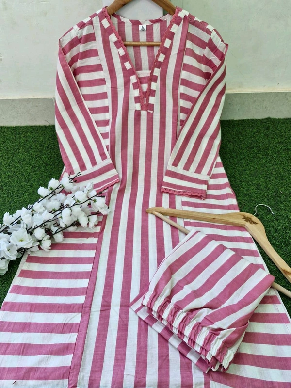 LCW 5682 *New We are Launching a* *beau comfortable
 Cotten Kurti With Pant  - Pink, M-38
