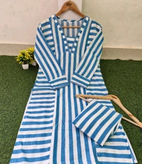 LCW 5682 *New We are Launching a* *beau comfortable
 Cotten Kurti With Pant  - Blue, L-40