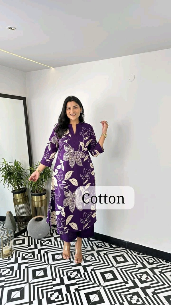 LCW 5684 *New lounch amazing Stylish  kurti pant set 
Very comfortable  and classy - Purple, 2XL-44