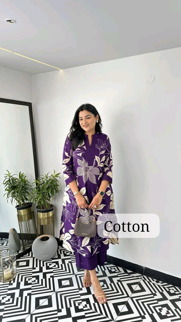 LCW 5684 *New lounch amazing Stylish  kurti pant set 
Very comfortable  and classy - Purple, 2XL-44