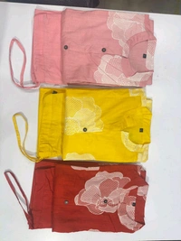 LCW 5689 beautiful a line cord _set Jaipur print  border Design Less work Kurti with side pocket- Pure mal  cotton - Red, M-38