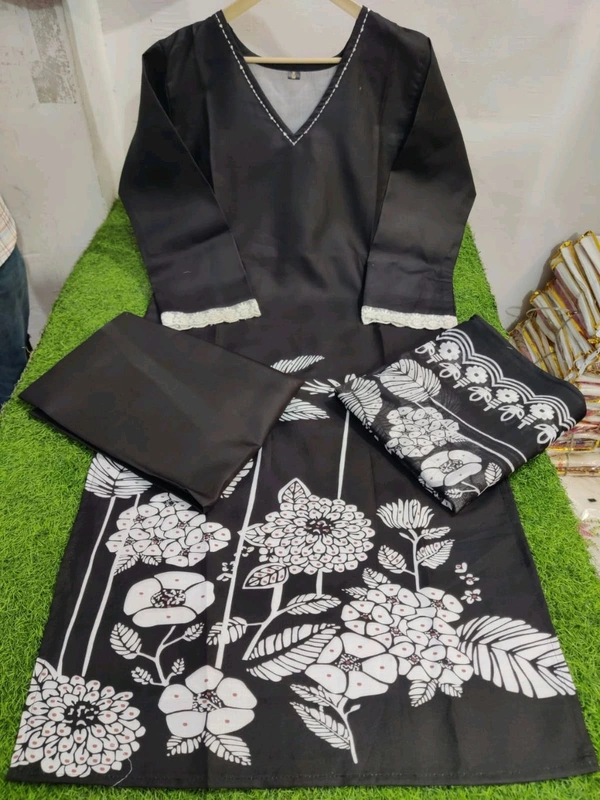 LCW 5692 *Cotton kurti with digital print with pant and Chanderi printed dupatta  - M-38