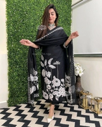 LCW 5692 *Cotton kurti with digital print with pant and Chanderi printed dupatta  - L-40