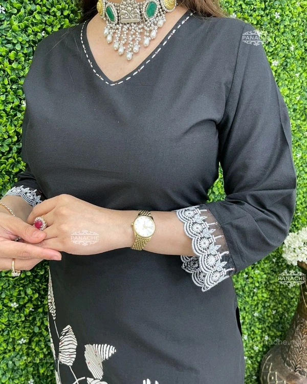 LCW 5692 *Cotton kurti with digital print with pant and Chanderi printed dupatta  - 2XL-44