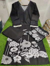 LCW 5692 *Cotton kurti with digital print with pant and Chanderi printed dupatta  - 2XL-44