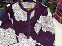 LCW 5694 *New pure Cotton Premium Floral Print cotton kurti Pant set Very comfortable - Purple, L-40