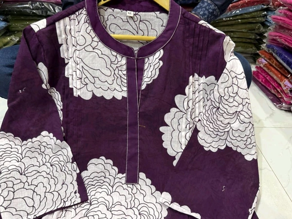 LCW 5694 *New pure Cotton Premium Floral Print cotton kurti Pant set Very comfortable - Purple, 3XL-46