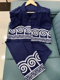 LCW 5696  New Design Launch*Beautiful cotton Cord set  With  Package:  - Blue, L-40