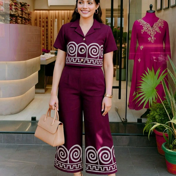 LCW 5696  New Design Launch*Beautiful cotton Cord set  With  Package:  - Purple, M-38