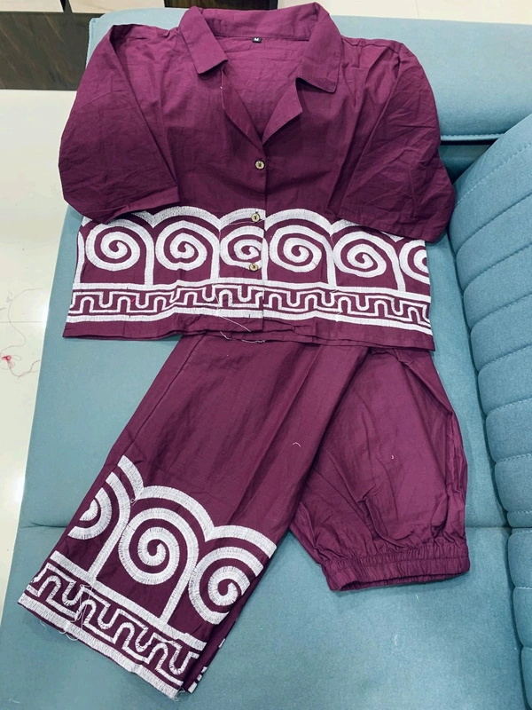 LCW 5696  New Design Launch*Beautiful cotton Cord set  With  Package:  - Purple, L-40