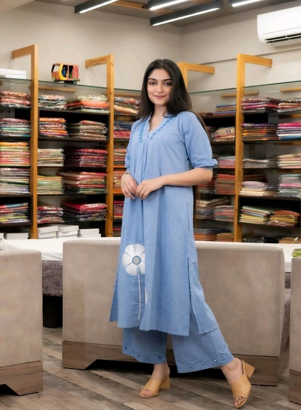 LCW 5698 *New Cotton kurta Pant  full embroidery Work With Side pocket  - L-40