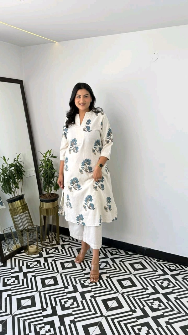 LCW 5703 *New  Floral Fine Pure cotton kurti pant set
Very Classy Designe Look

 - XL-42
