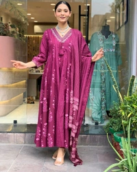 LCW 5705 *New lounch Cotton  A-line Kurta Pant Set  Hand work& embroidery* - Pink, M-38