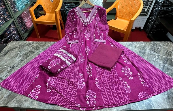 LCW 5705 *New lounch Cotton  A-line Kurta Pant Set  Hand work& embroidery* - Pink, XL-42