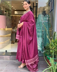 LCW 5705 *New lounch Cotton  A-line Kurta Pant Set  Hand work& embroidery* - Pink, 2XL-44