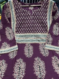 LCW 5707 New Heavy Pure Cotton Kurti With Pant 
 Sequence work  Dupatta - Purple, XL-42
