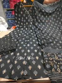 LCW 5708 Beautiful cotton embroidered anarkali style anagrakha three pcs set perfact  - Black, M-38