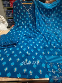 LCW 5708 Beautiful cotton embroidered anarkali style anagrakha three pcs set perfact  - Blue, M-38