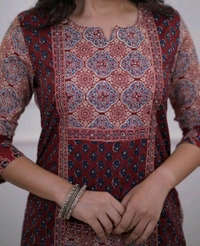 LCW 5709 *New beautiful Kurta Pant With  print dupatta sets Traditional wear Work Hand mirror work - Maroon, L-40