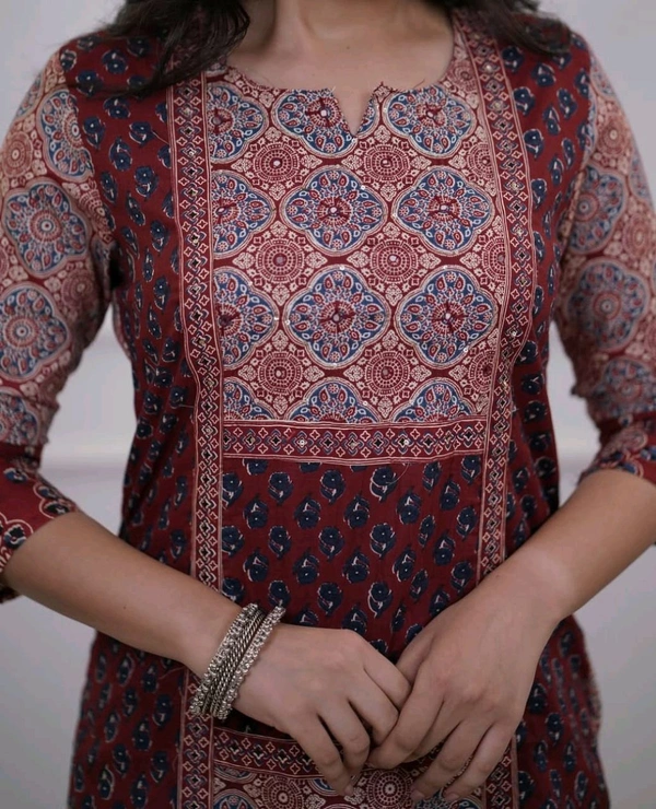 LCW 5709 *New beautiful Kurta Pant With  print dupatta sets Traditional wear Work Hand mirror work - Maroon, XL-42