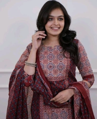 LCW 5709 *New beautiful Kurta Pant With  print dupatta sets Traditional wear Work Hand mirror work - Maroon, 3XL-46