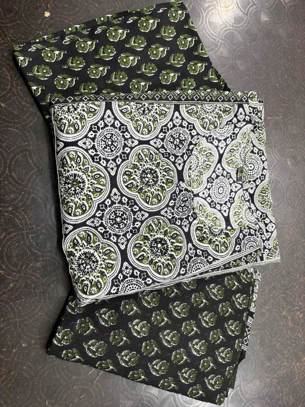 LCW 5709 *New beautiful Kurta Pant With  print dupatta sets Traditional wear Work Hand mirror work - Dark green, 2XL-44