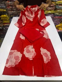 LCW 5711  Newest Jaipur print _cord -set 
*Featuring beautiful a line cord _set Jaipur print  border Design Less work Kurti with side pocket*
 - Red, L-40