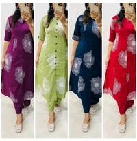 LCW 5711  Newest Jaipur print _cord -set 
*Featuring beautiful a line cord _set Jaipur print  border Design Less work Kurti with side pocket*
 - Red, L-40