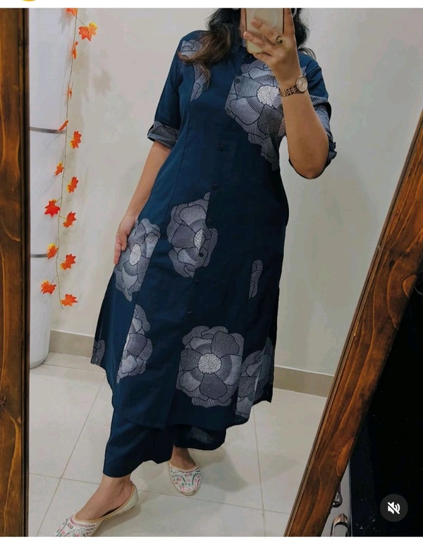 LCW 5711  Newest Jaipur print _cord -set 
*Featuring beautiful a line cord _set Jaipur print  border Design Less work Kurti with side pocket*
 - Blue, XL-42