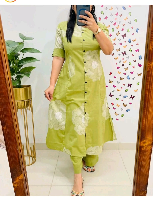 LCW 5711  Newest Jaipur print _cord -set 
*Featuring beautiful a line cord _set Jaipur print  border Design Less work Kurti with side pocket*
 - Green, XL-42