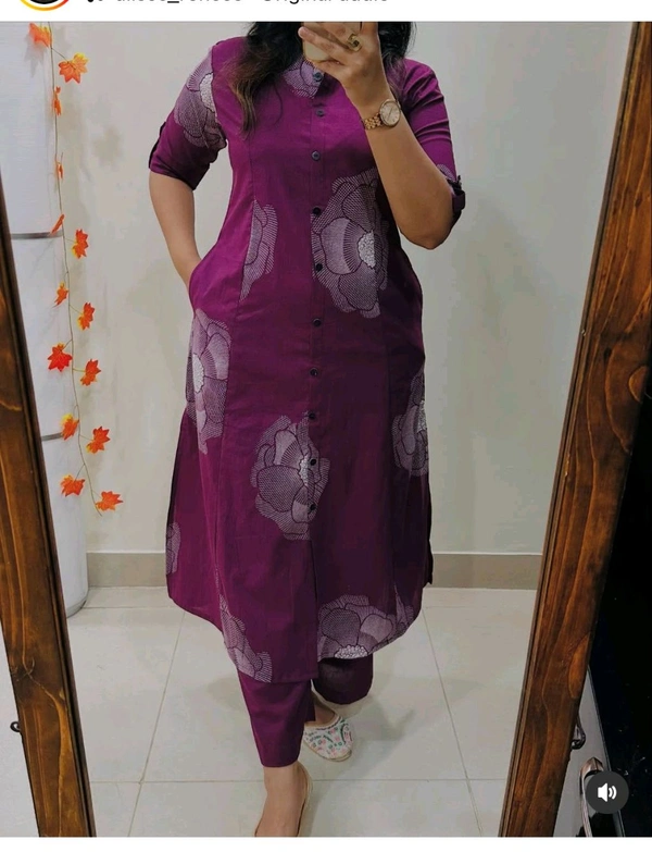 LCW 5711  Newest Jaipur print _cord -set 
*Featuring beautiful a line cord _set Jaipur print  border Design Less work Kurti with side pocket*
 - Purple, L-40
