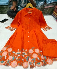 LCW 5713 New look Pure Cotton Embroidered Cord Set With Side Pocket - M-38