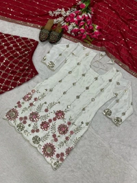 DSS 5714 New Designer Party Wear Look Top Heavy Chinnon Silk, Sharara Plazzo and Dupatta With Beautiful Embroidery Work - M-38