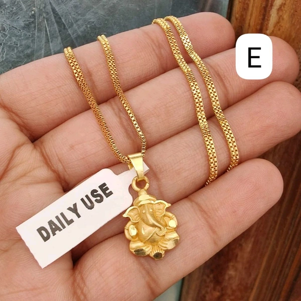 VMC Beautifully Premium Quality 1 Gram Micro Gold Plated Loket With Beautiful chain  - E