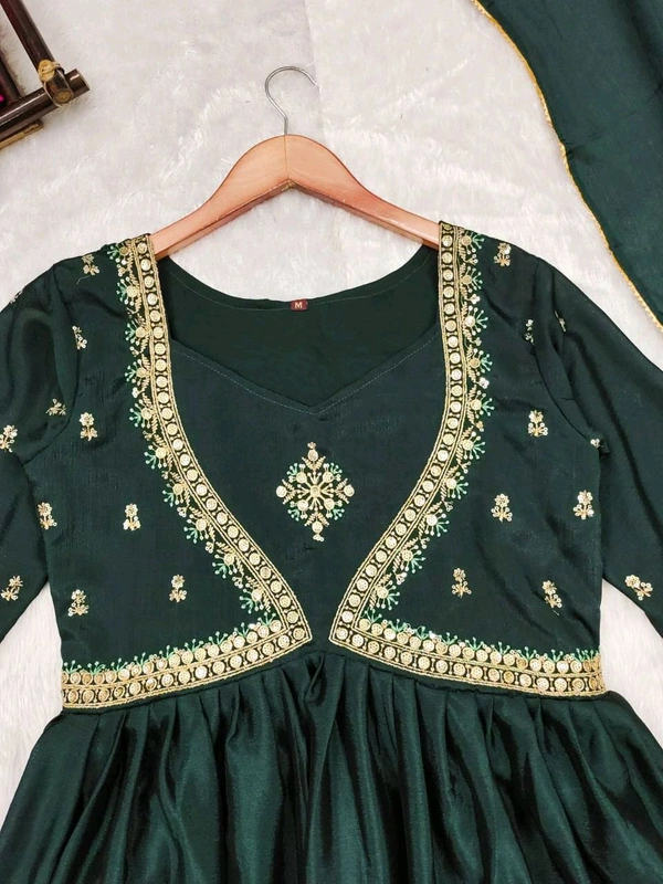 DSS 5731 Chinnion Anarkali with 
Jari Embroidery work for the yoke With beautiful Threads Embroidery - XL-42