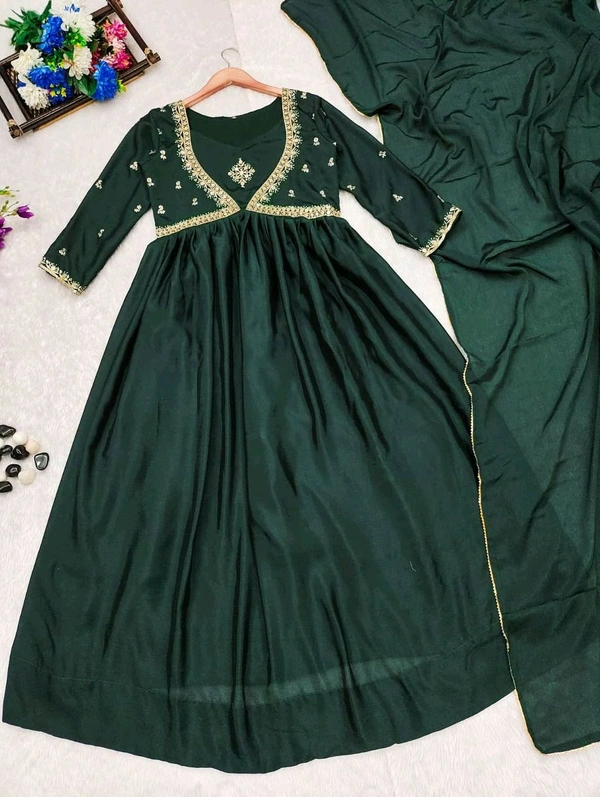 DSS 5731 Chinnion Anarkali with 
Jari Embroidery work for the yoke With beautiful Threads Embroidery - XL-42