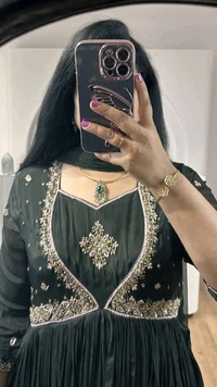 DSS 5731 Chinnion Anarkali with 
Jari Embroidery work for the yoke With beautiful Threads Embroidery - 2XL-44