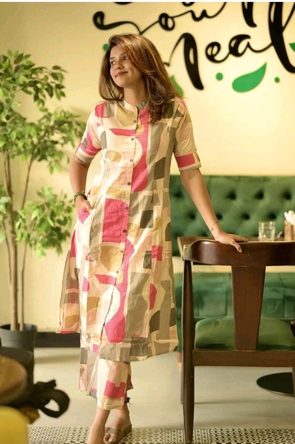 LCW 5746 New  Cotton Co-ord Sets *Premium Jaipuri Floral Side Pocket  - Blush Pink, XL-42