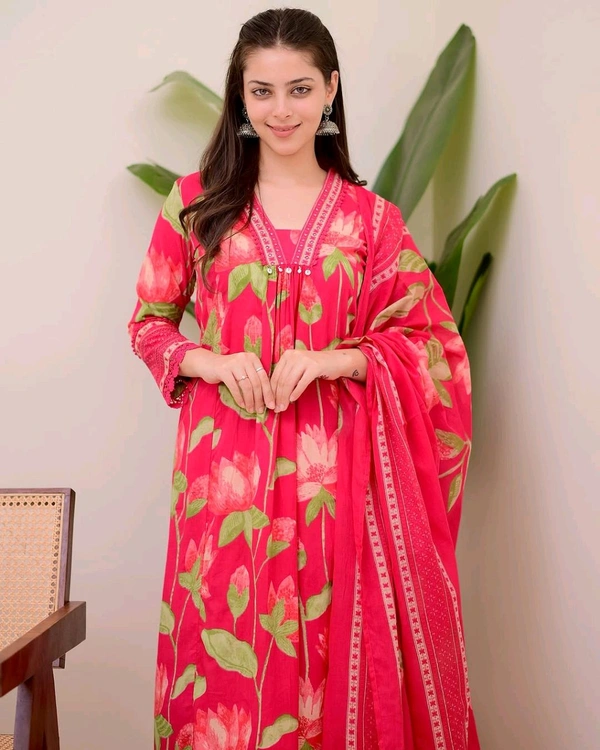 LCW 5748 New Heavy Cotton  Alia cut  kurta Duptta  set Less Work  with new style... - pink, M-38