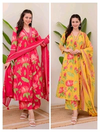 LCW 5748 New Heavy Cotton  Alia cut  kurta Duptta  set Less Work  with new style... - pink, M-38