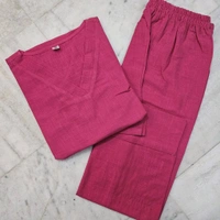 LCW 5761 *New Very Classy Look Cotton Slub Kurti Pant Set  - pink, M-38