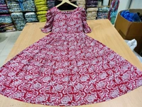LCW 5763 nee look  stylish and walk in comfort  - middi Gown with  puff sleeves* - Red, L-40