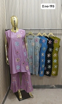 KD18  5769 *COTTON VATIGAN FABRIC MULTI HAND WORK  CORD SET - Gray, L-40