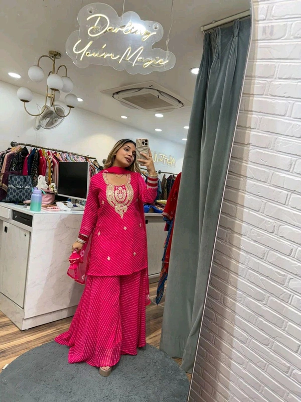 DSS 5779 New Party Wear Look Heavy Georgette With Embroidery Work  Top , Sarara With Dupatta  - Red, XL-42