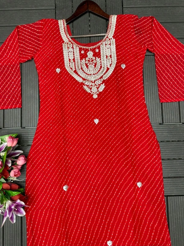 DSS 5779 New Party Wear Look Heavy Georgette With Embroidery Work  Top , Sarara With Dupatta  - Red, XL-42
